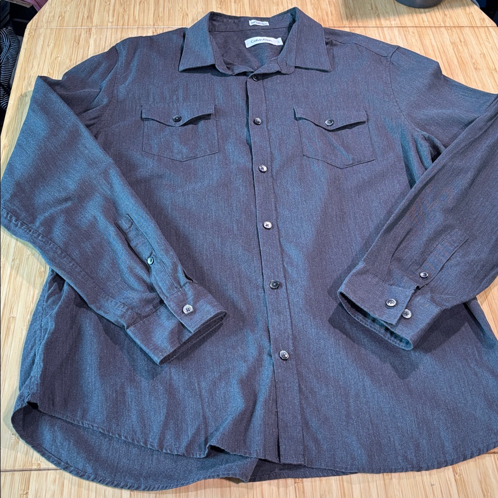 Calvin Klein Dark Charcoal Gray Men's Shirt